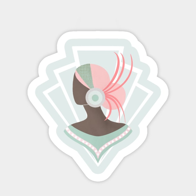 Art Deco lady with pink hair Sticker by Home Cyn Home 